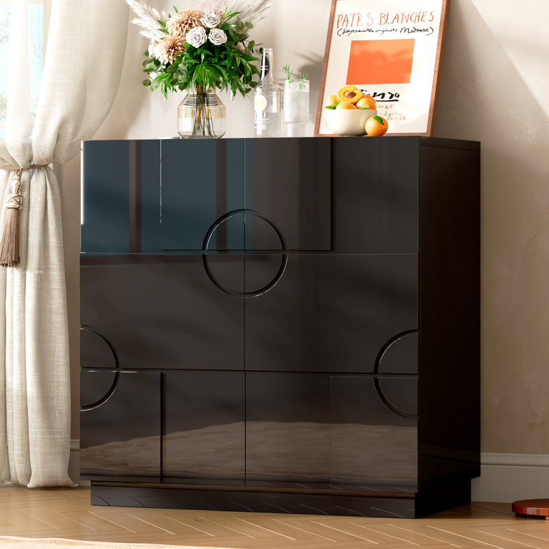 2 - Door Rectangle Accent Cabinet, Black