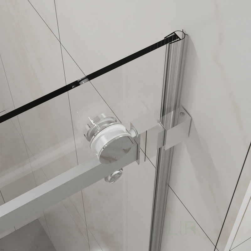 Frameless Shower Door, 48 W X 72 H Clear Tempered Glass With Easy-Clean Coating, Adjustable Width, Heavy-Duty 304 Stainless Steel, Shower Door