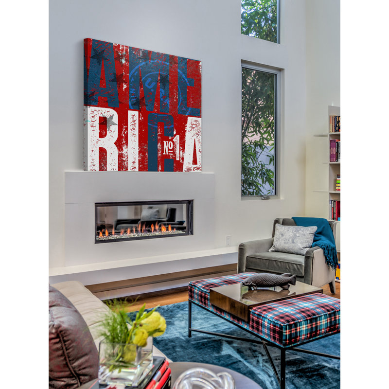 Reproduction d’art textuel sur toile, "America no. 1" par Rick Martin, H 18 po x l 18 po x P 1,5 po