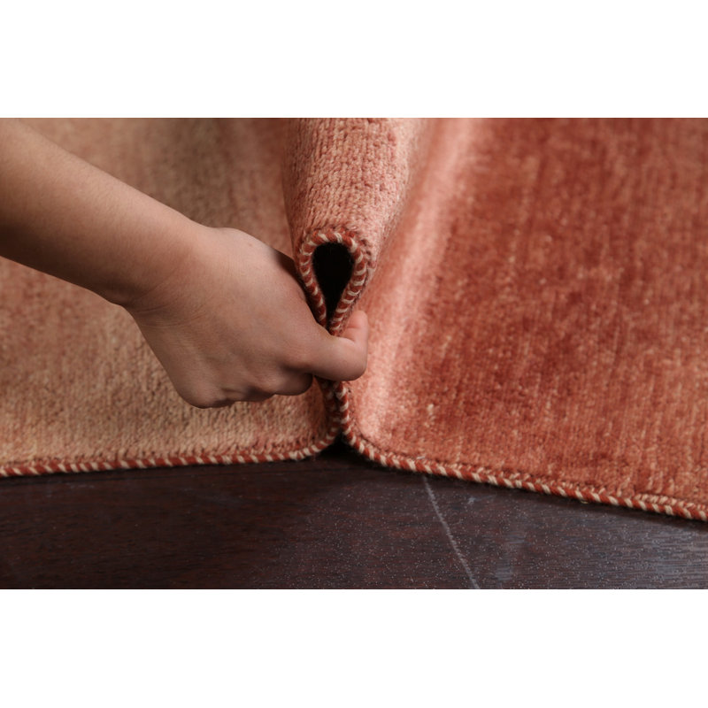 One-of-a-Kind 3'2" X 16'2" New Age Runner Wool Area Rug in Red