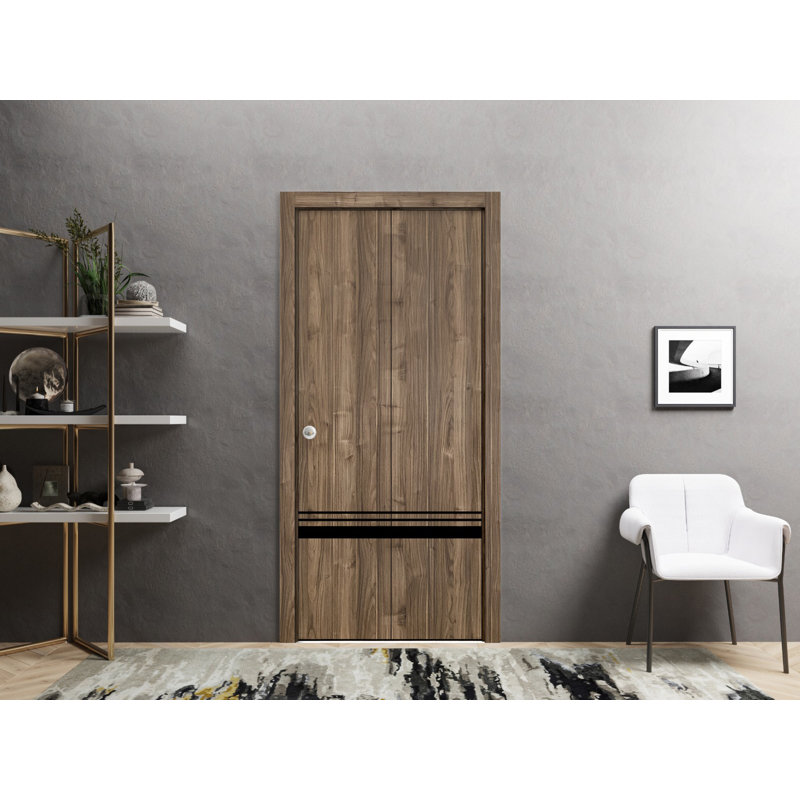Porte pliante en bois massif massif, 36 po x 96 po, Noyer