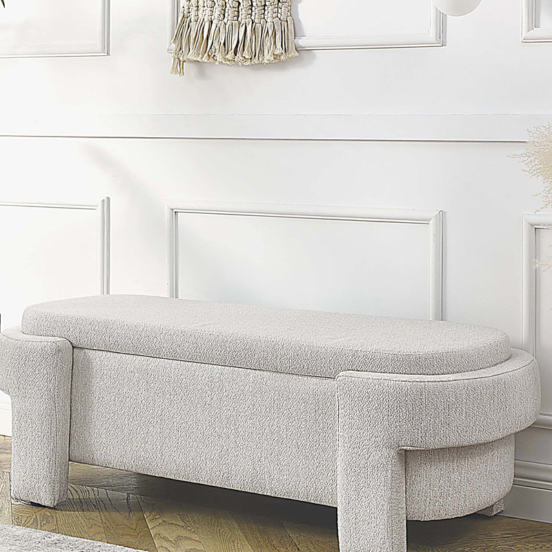 Banc rembourré avec grand espace de rangement, Beige