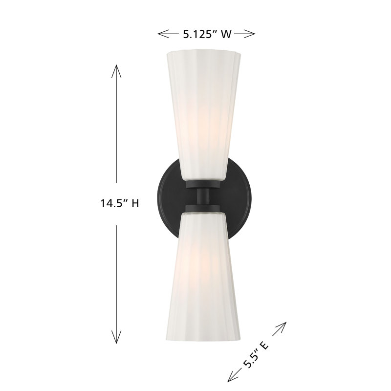 Keonta 2-Light Wall Sconce in Black, Black