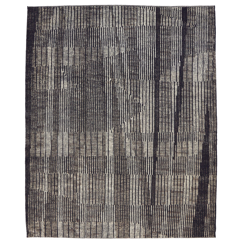Vestige Hand Knotted Wool Area Rug in Gray/White/Neutral, Rectangle 8' x 10'