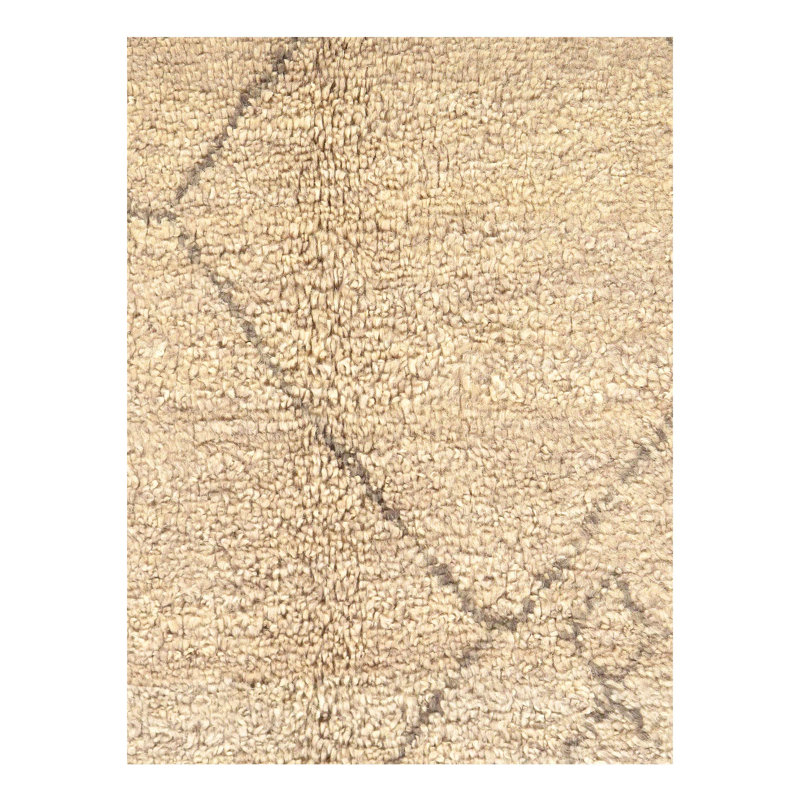Moroccan Wool Geometric Area Rug in Ivory
