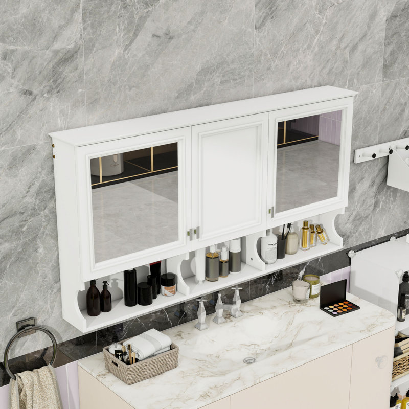 Armoire à miroir sophistiquée avec tablette réglable et charnières à fermeture douce