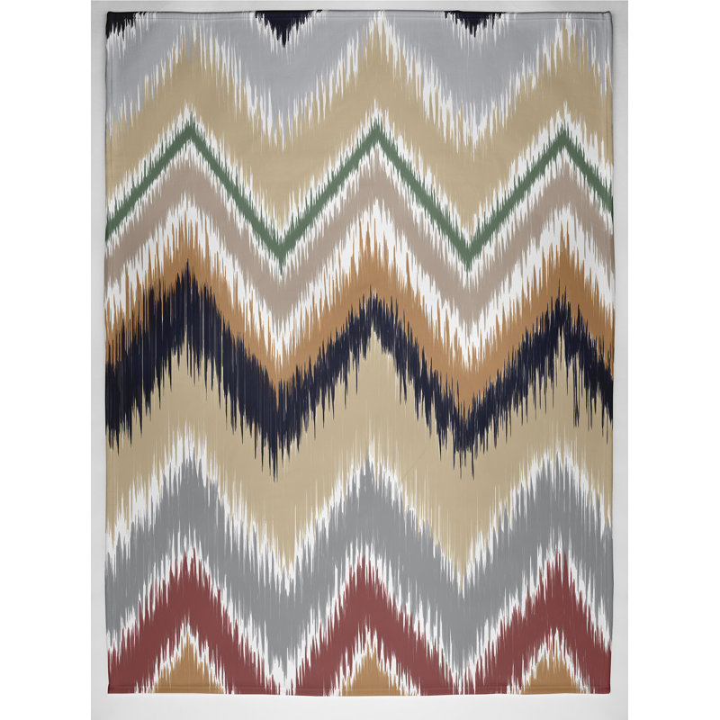 Jeté Ikat-arina, L 60 po x l 50 po, Kaki (Bleu marine / Taupe)