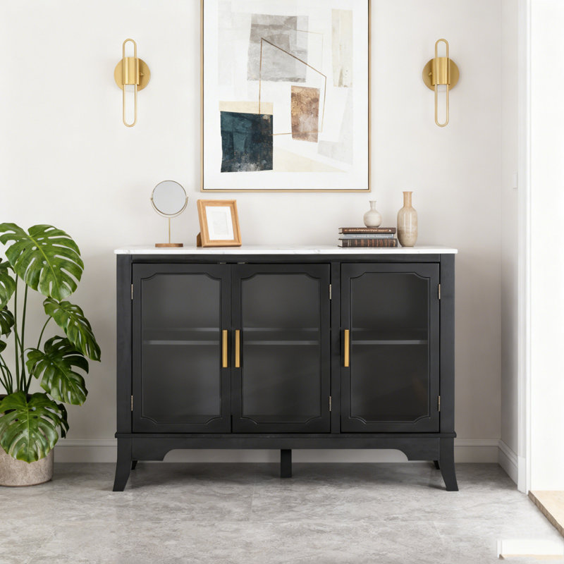 Armoire de rangement à 3 portes dans l'entrée du salon et de la salle à manger, Noir