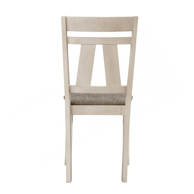 Cottage Style Dining Side Chair 2Pc Set Upholstered Seat Chalk Gray Dining Room Wooden Furniture Transitional Design