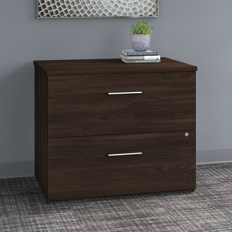 Office 500 36" Wide 2 -Drawer File Cabinet, Black Walnut