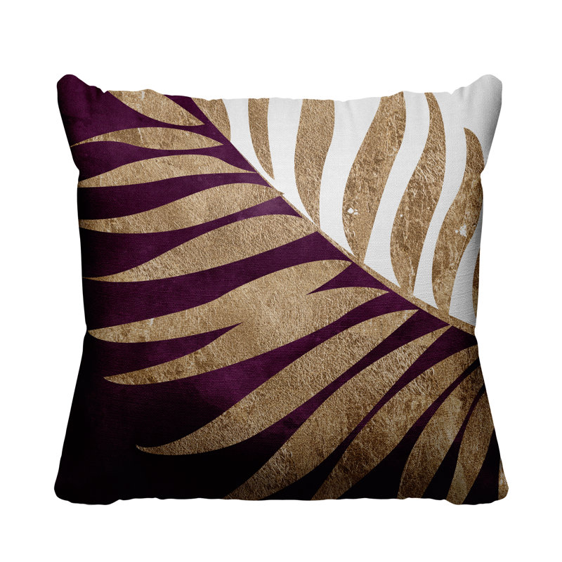 Floral Outdoor Reversible Throw Pillow, 15W" x 15H", Purple/Gold/White