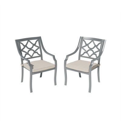 Powder Coated Cast Aluminum Outdoor Dining Armchair With Cushion