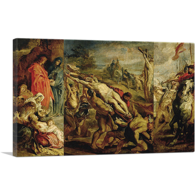«The Elevation of the Cross 1609» par Peter Paul Rubens, reproduction d'art sur toile tendue, H 26 po x l 40 po x 1,5 po