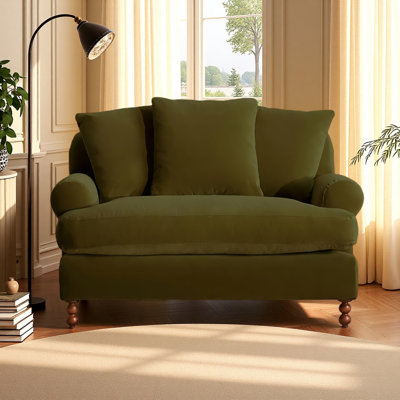 Simple Pure Color Suede Solid Wood Sofa