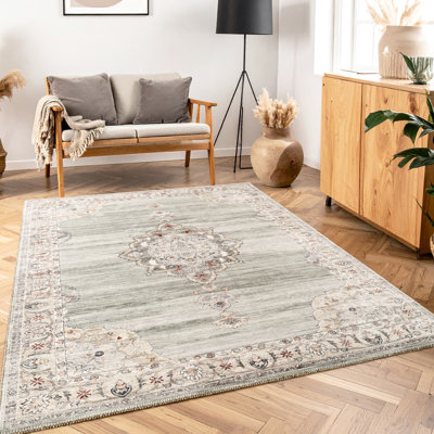 Pavillon de jardin 3 po Tapis X 7, médaillon, envers en jute, douceur et endurance pour la circulation élevée, dans les maisons familiales, et motif pour animaux de compagnie, robuste et doux, zones de circulation