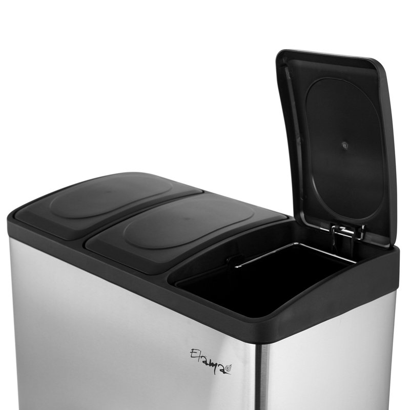 Steel Step On Multi-Compartments Trash & Recycling Bin - 4 Gallons