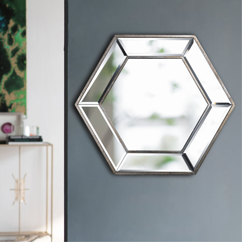 Miroir mural hexagonal unique pour une décoration élégante, 18,6 po x 18,6 po