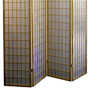 Paravent 70 po 4 pièces de style japonais en bois naturel. Définissez la zone privée. 4 panneaux de papier. Se plie facilement pour le rangement. Multicolore. Paravent H 70 po x l 10 po x P 17 po, finition bois. Espace d'intimité.