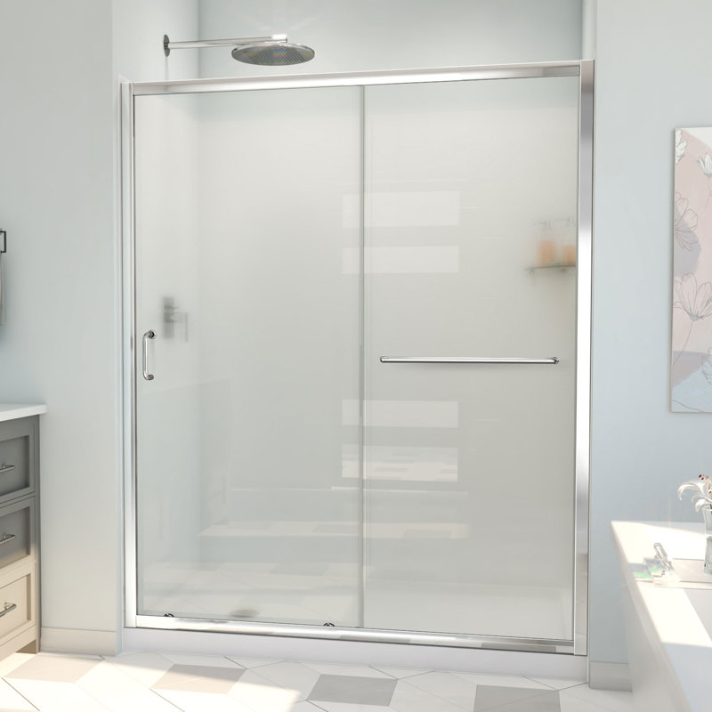 60" W x 34" D x 78" H Semi-Frameless Rectangle Shower Kit, Chrome