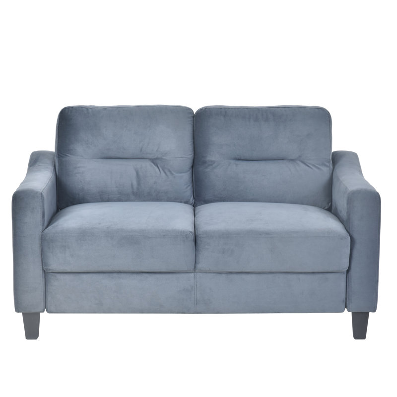 Canapé modulaire polyvalent en velours gris pour la chambre à coucher - 2 sièges, coussins épais et amovibles de 2 po pour les bureaux à domicile et les salons