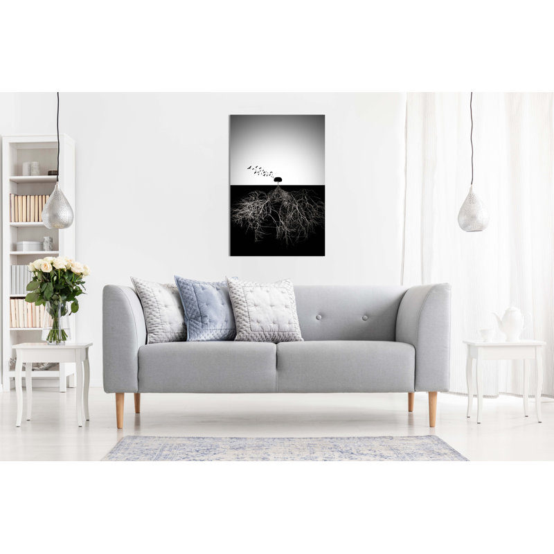 Panther Print Fine Art Prints Black & White Tree Roots In Underground Artistic Framed Canvas Prints, Pictures For Home Walls, Bedroom, Living Room & Bathroom Decor - Wrapped Canvas Art Prints