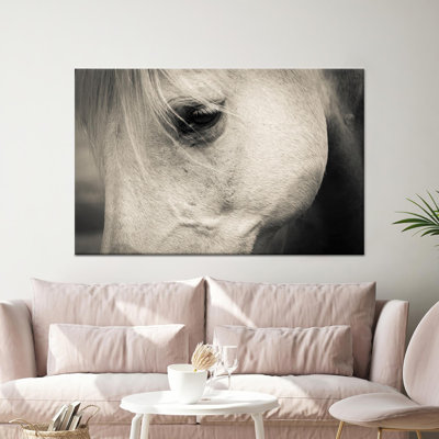 Elegant White Horse Canvas Print: Animal Wall Art, Horse Lover Gift,1P Wrapped Canvas