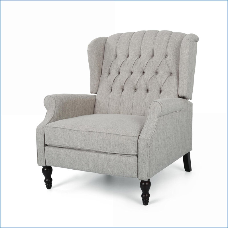 Fauteuils inclinables, fauteuil inclinable surdimensionné à oreilles avec garniture cloutée | Gris clair | Tissu