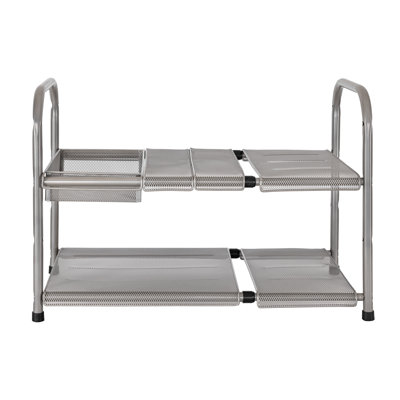 2-Tier Metal Mesh Expandable Under-Sink Organizer