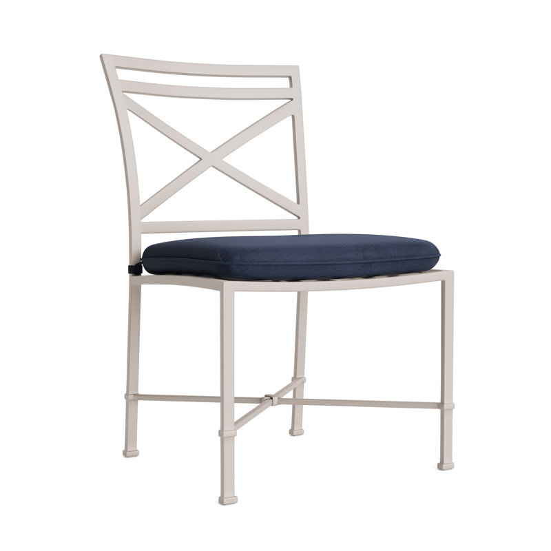 Venetian Outdoor Dining Side Chair, Navy, Fusion Neptune, Dove Smooth