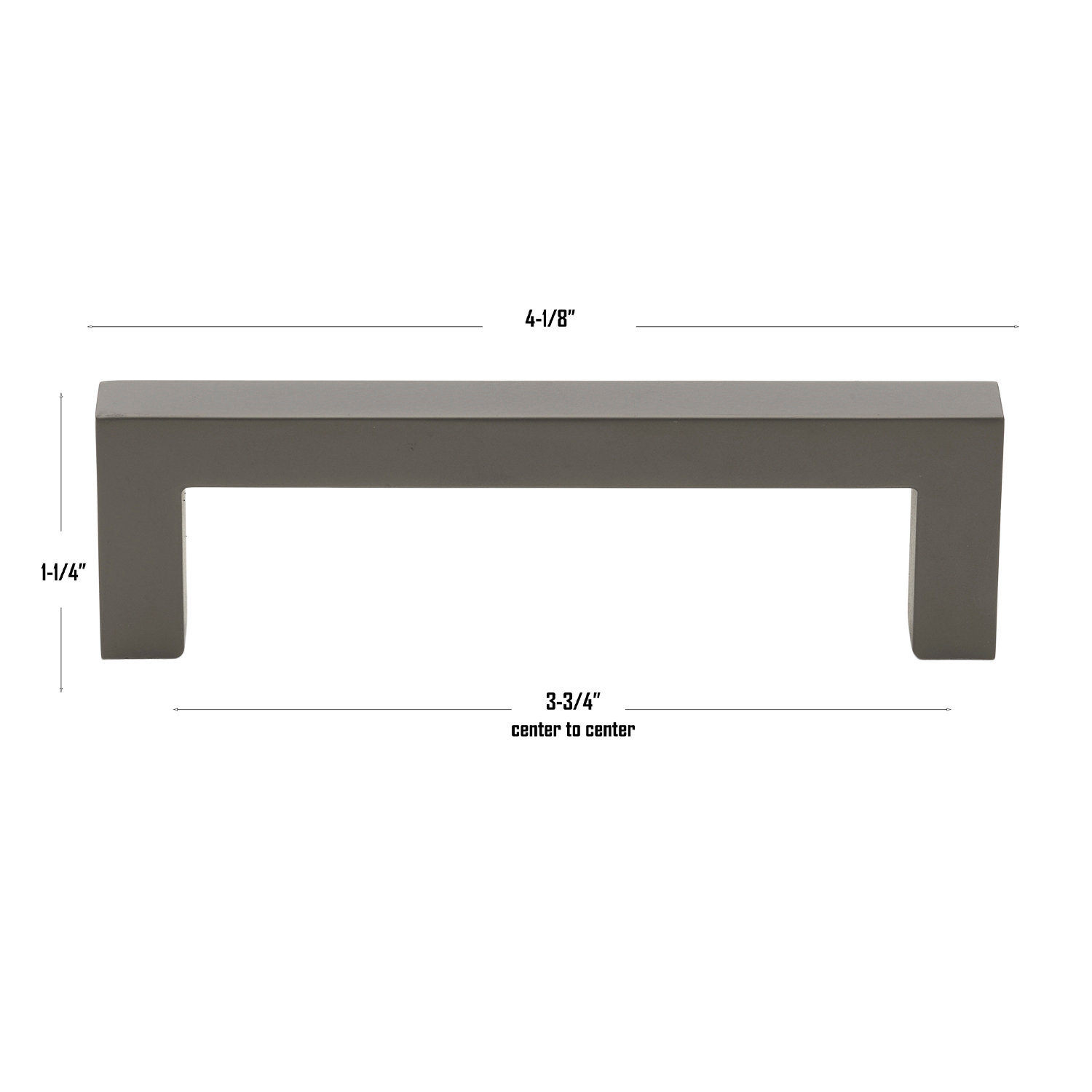 Kingston Solid Square Bar Cabinet Pull, 3 3/4", Graphite