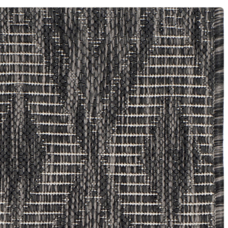 Colon Hooked Black Indoor/Outdoor Rug, Rectangle 122 x 170 cm