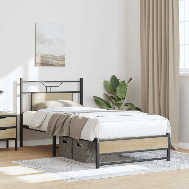 Bed Frame Without Mattress Engineered Wood, 96 x 207cm, Sonoma Oak