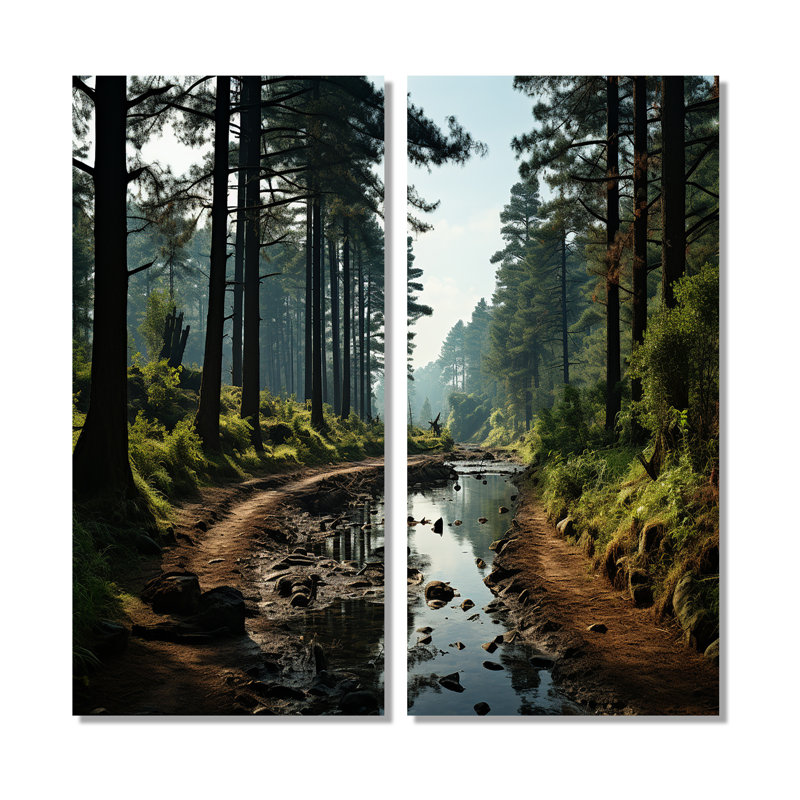 Enchanted Pine Tree Forest - impressions florales de pin sur toile, 32" H x 32" W, Wrapped Canvas, Does Not Apply