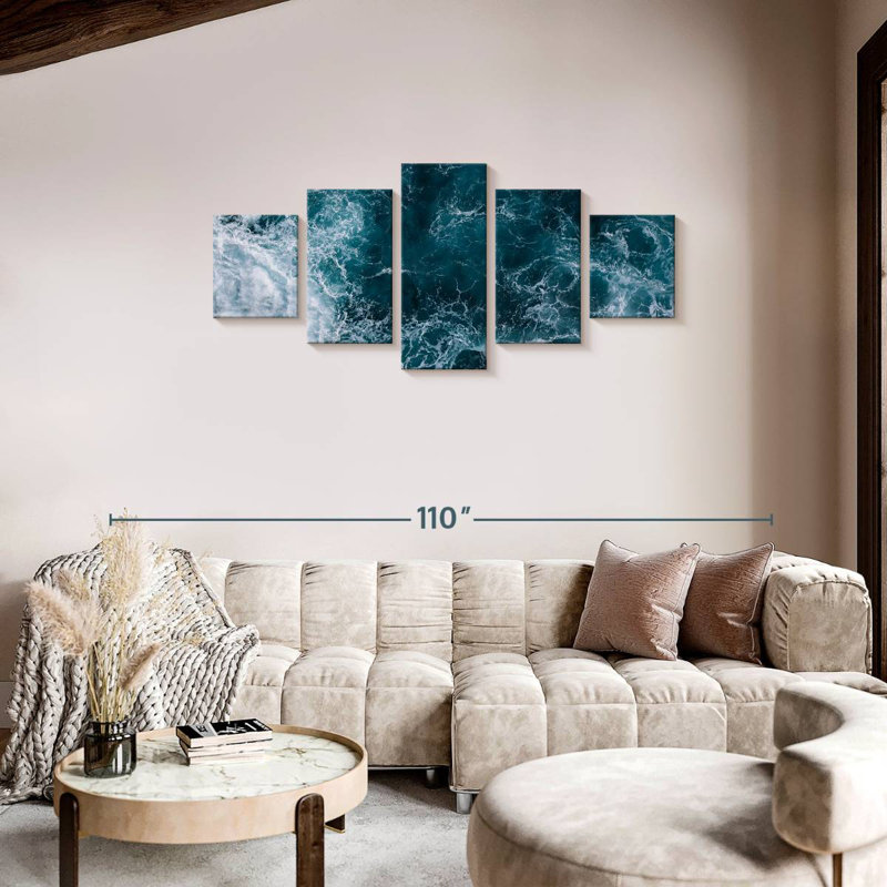Gillard Blue Ocean Waves, H 34 po x l 74 po