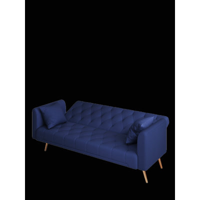 71-inch convertible love seat sofa, American vintage grey velvet material, suitable for small living room, bedroom, office