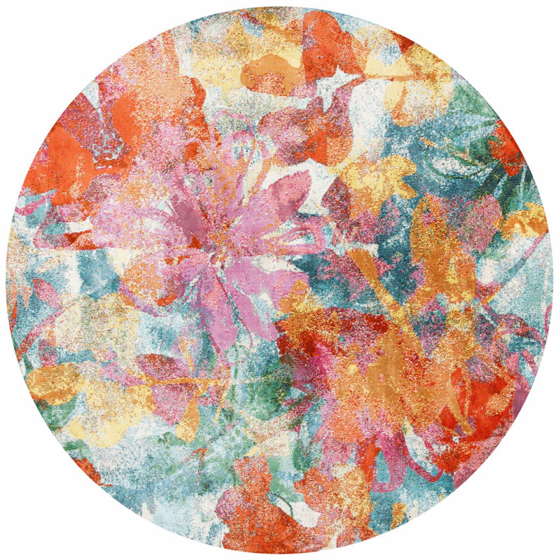Magalia 300 Performance Floral Rug, Round 6'7"