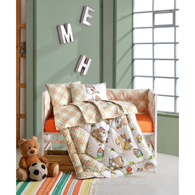 Ensemble de housse de couette 100% coton orange / blanc Karani 4 pièces