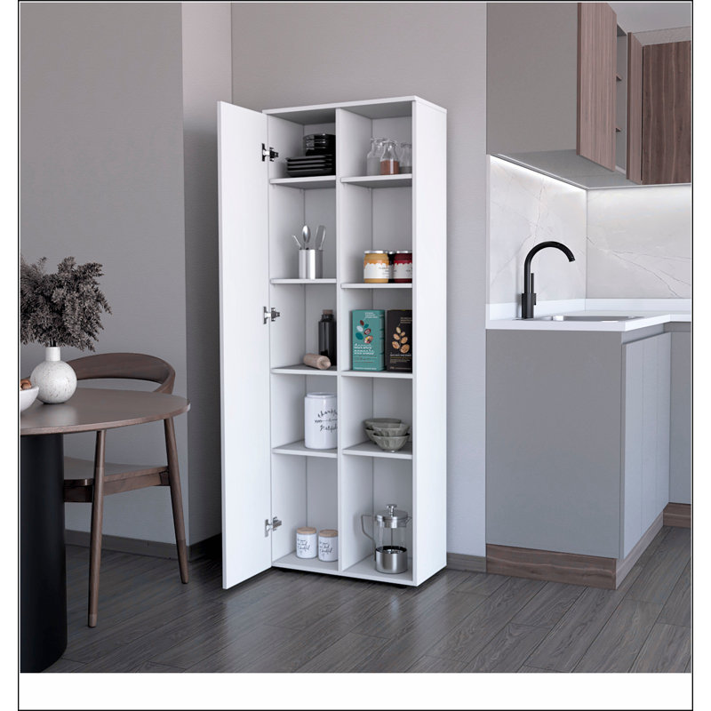 White 1-Door Multistorage Kitchen Pantry, White