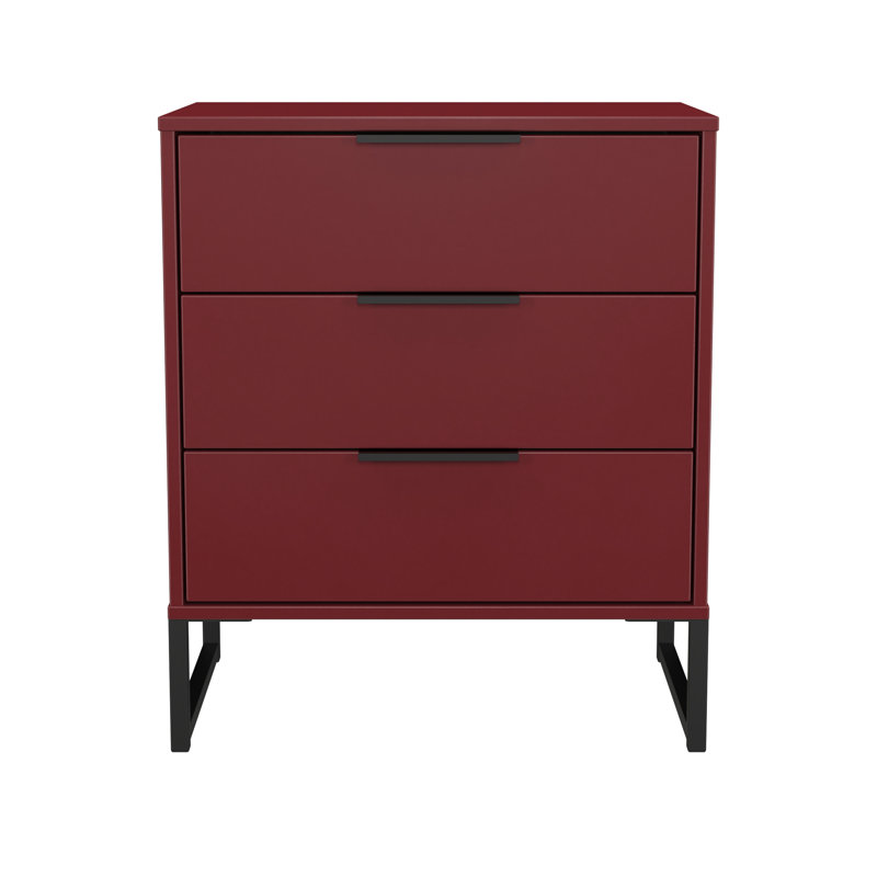 Bisceglia 58cm W 3 - Drawer Chest of Drawers, Red