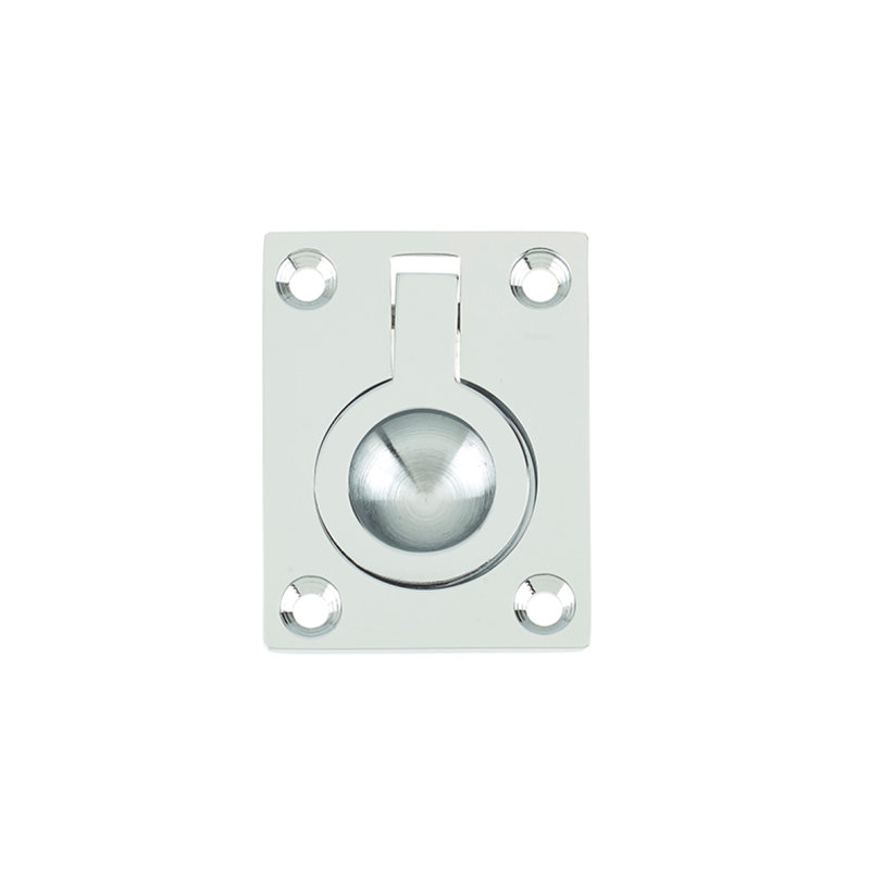 Poitiers Flush Ring Door Accessory, Polished Chrome, 5cm H x 3.8cm W x 0.3cm D