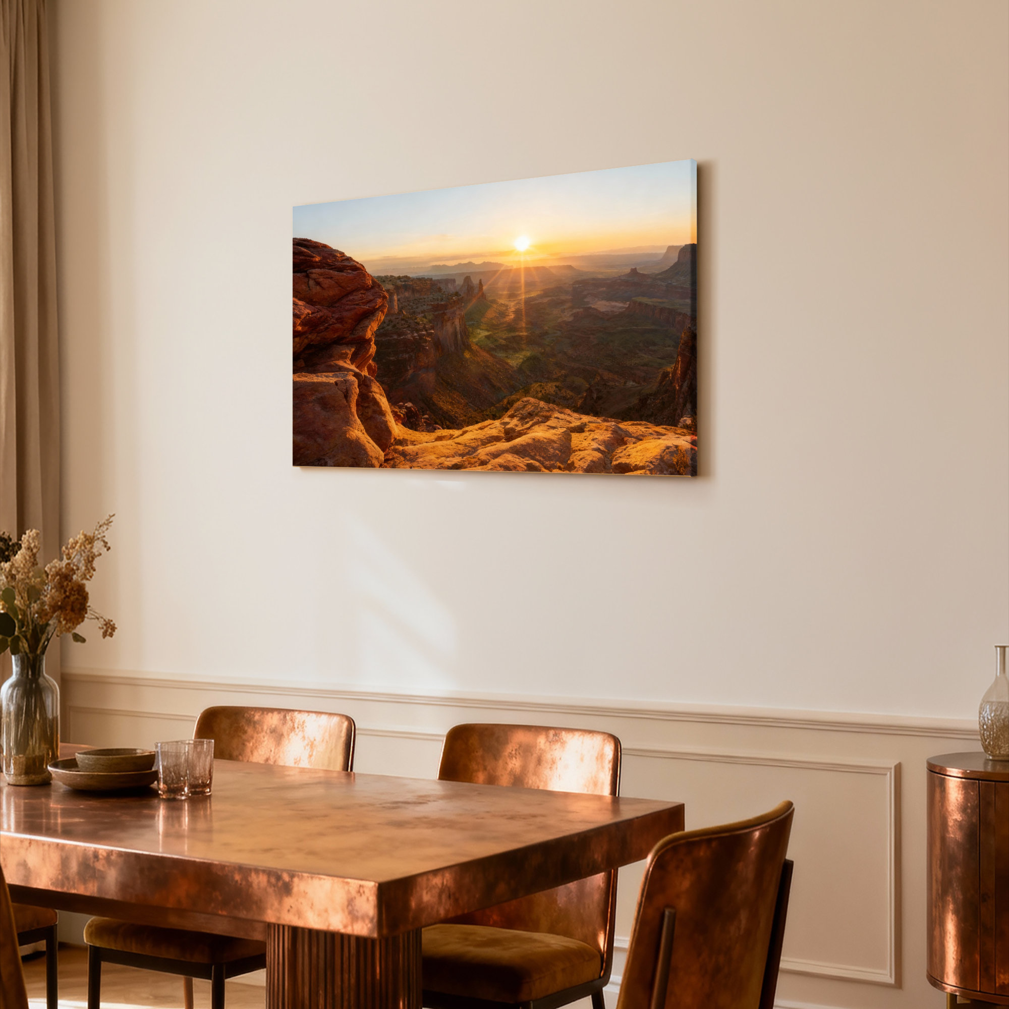 Union Rustic Sunset Canyon Landscape Canvas Wrapped Wall Art Oil ...
