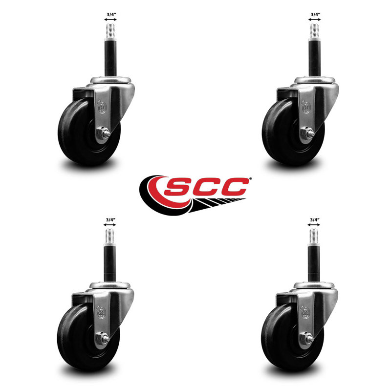 Phenolic Wheel Swivel Expanding Stem Caster Set SCC NB 3-1/2" x 3/4"