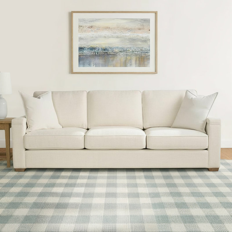 Vanora Leah 99" Sofa in High Performance Asbury Oatmeal Fabric