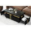 Table basse noire avec tiroirs pratiques et roulettes