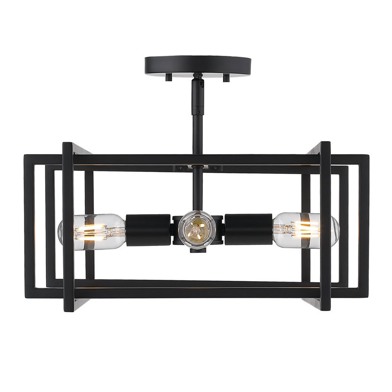 Isiah Semi Flush Mount, Matte Black, Matte Black