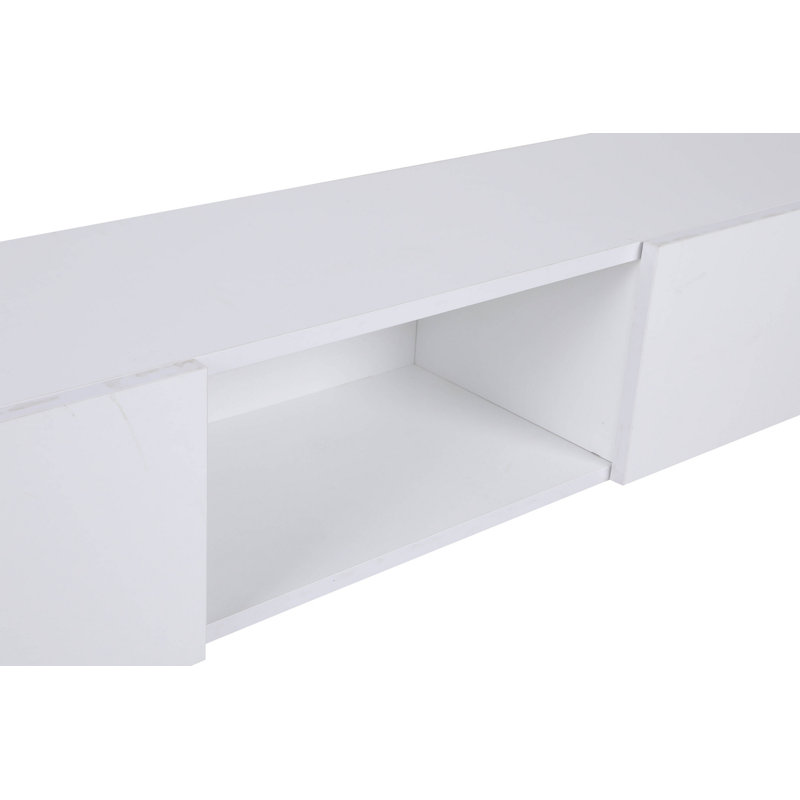 Modern White TV Stand with Numerous Shelves, 70.9 x 11.8 x 11.8 Inches | 100% Melamine Coated Particle Board, Thickness: 0.7 Inches | Wall-Mountable Design, Elegant and Functional for Living Room or Entertainment Area