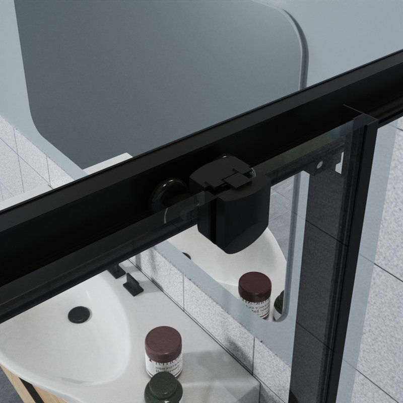 76cm x 76cm x 190cm Corner Entry Shower Enclosure, Black