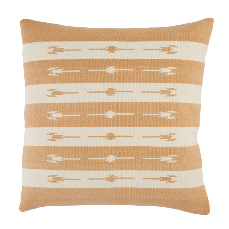 Coussin 100% coton Estela, Brun très clair / crème, Housse de coussin seulement - sans coussin