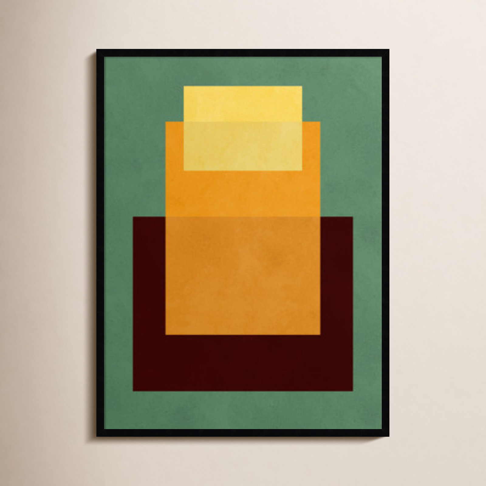 Overlapping Geometry 10 Print, Green/Orange, 41" H x 31" W, Black