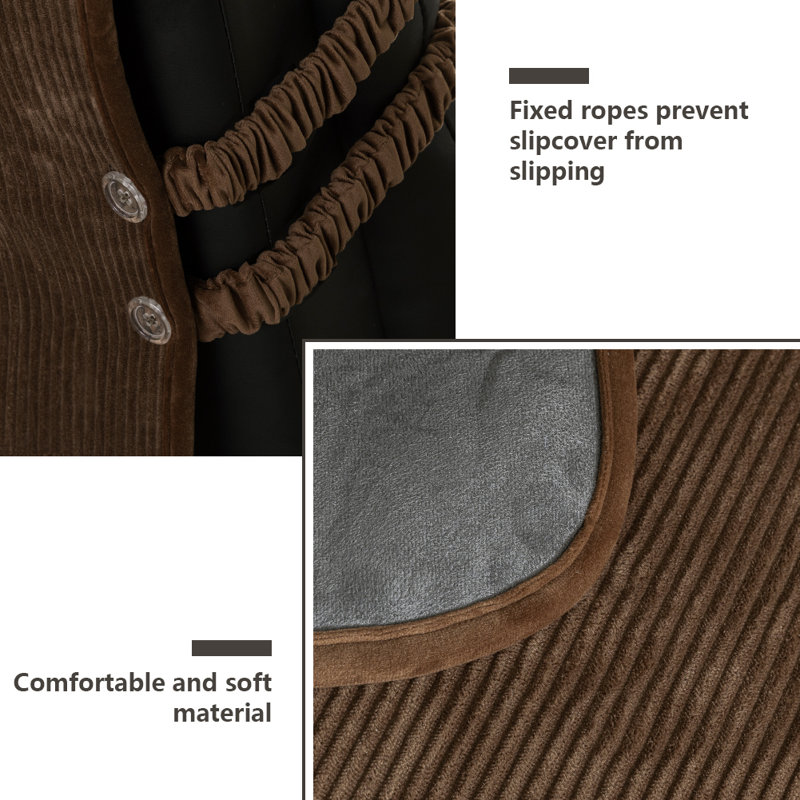 Box Cushion Recliner Slipcover, Chocolate
